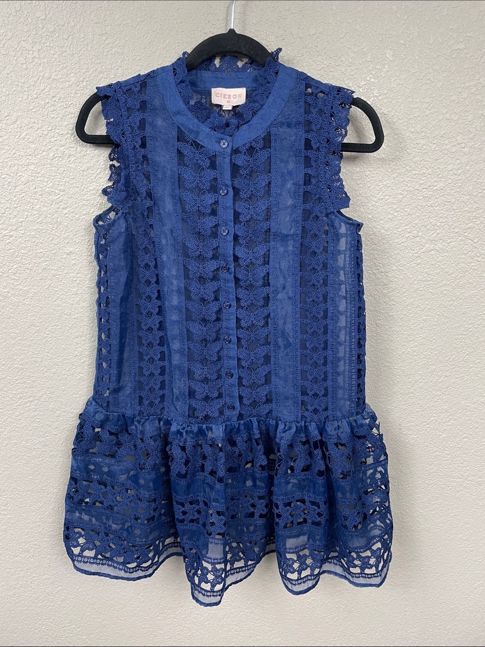 Ciebon Cara Butterfly Lace Shift Dress Navy Blue Mini Sz XS - Picture 3 of 9